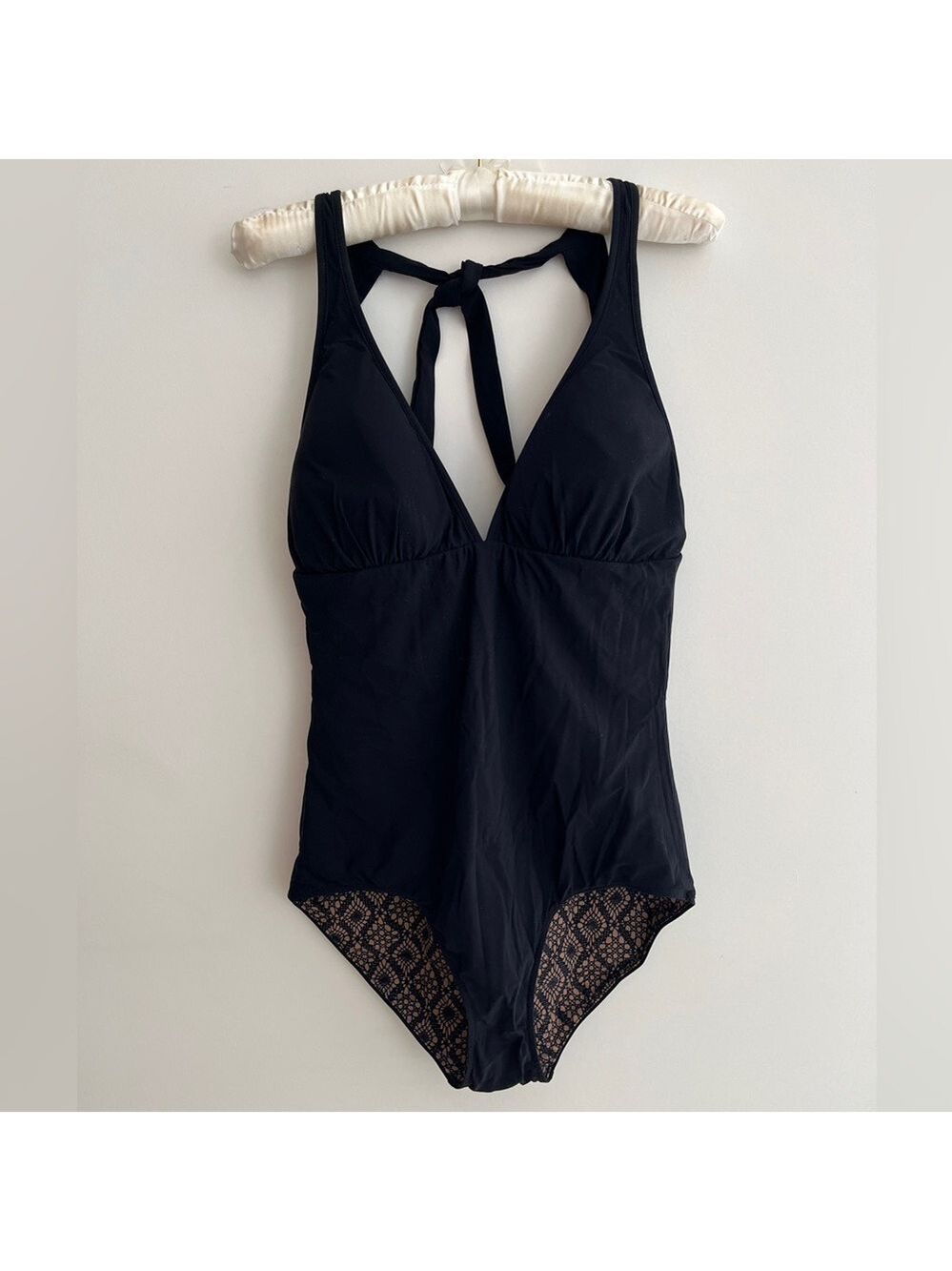 COMMANDO Reversible One Piece Swimsuit Black Nude Lace Plunging Neckline Beach - Picture 7 of 13